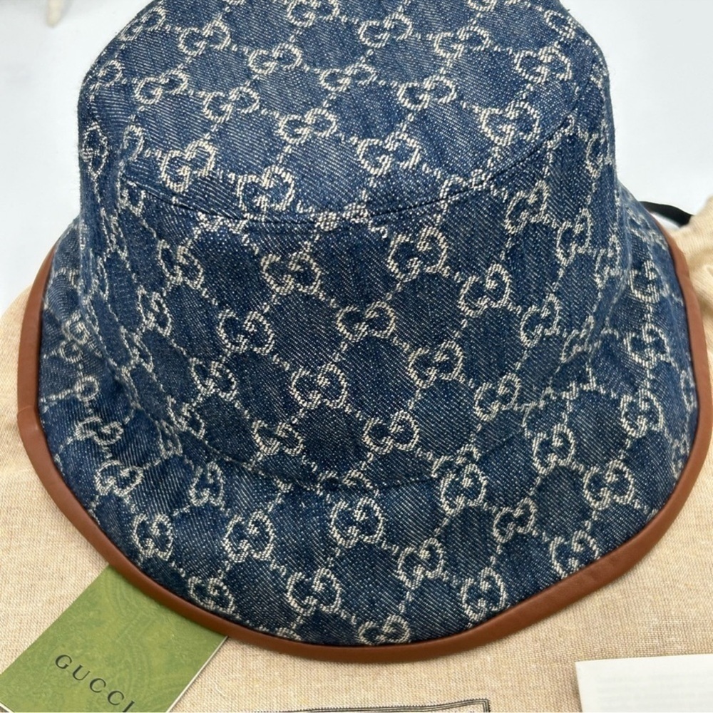 Men’s Gucci, blue denim bucket, hat, size large made in Italy - Picture 4 of 8